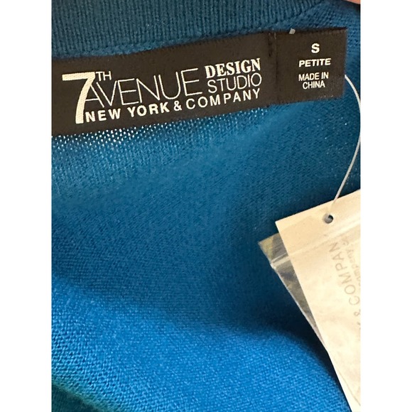 New York & Company blue 3/4 sleeves buttoned cardigan sweater size SP - Picture 4 of 12